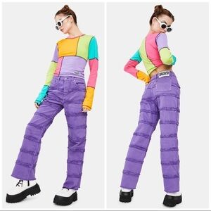 The Ragged Priest Jeans Purple Crook Distressed Denim Size 28 Dolls Kill
